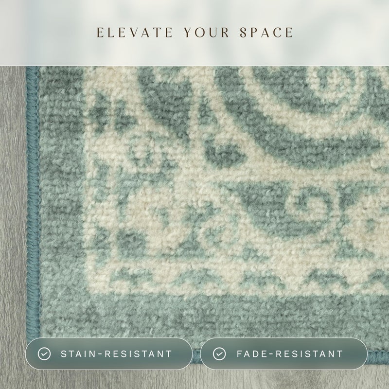 Maples Rugs Pelham Transitional Area Rugs - Made in USA - Washable, Non Slip, Indoor Carpet for Entryway, Foyer, Kitchen, and Bathroom, 2'6 x 3'10, Light Spa - Image 4